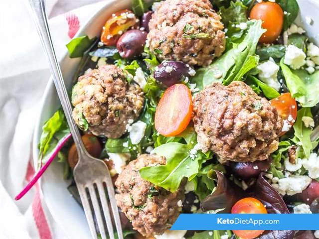 Greek meatball salad