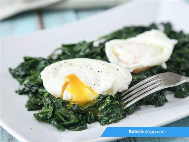 Poached eggs on a bed of spinach