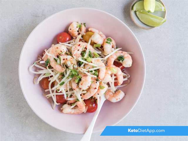 Warm tomato & prawn salad