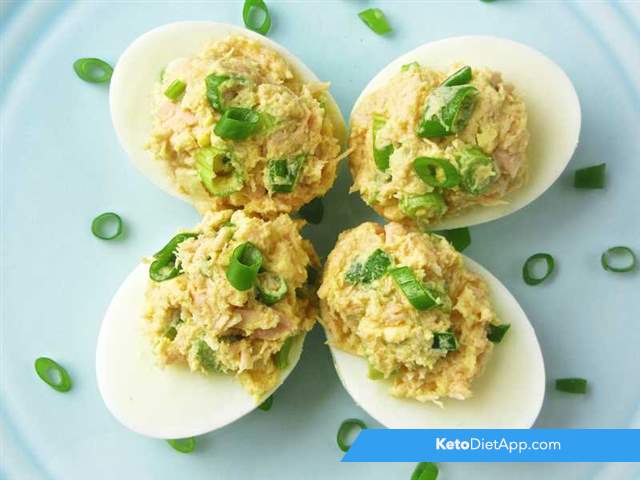 Tuna stuffed deviled eggs