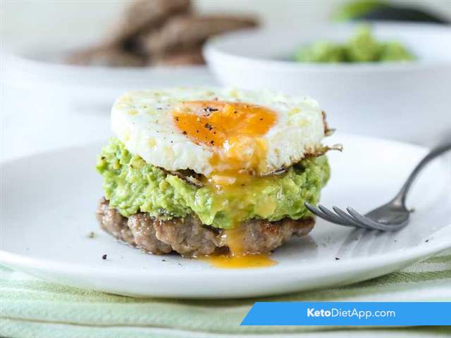 Breakfast sausage & guac stacks