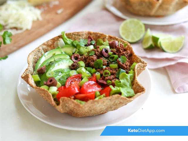 Taco salad in a tortilla bowl