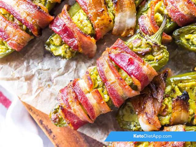 Bacon wrapped guacamole jalapenos